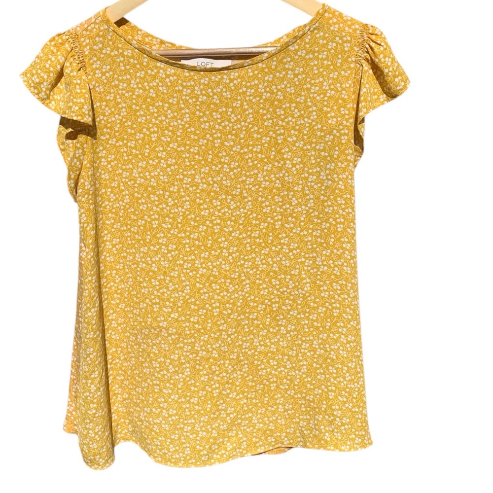 LOFT Yellow Floral Blouse Size M Good Condition